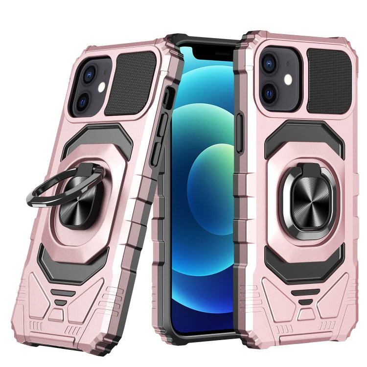 For iPhone 12 / 12 Pro 10pcs Armor Magnetic PC + TPU Shockproof Case with 360 Degree Rotation Ring Holder