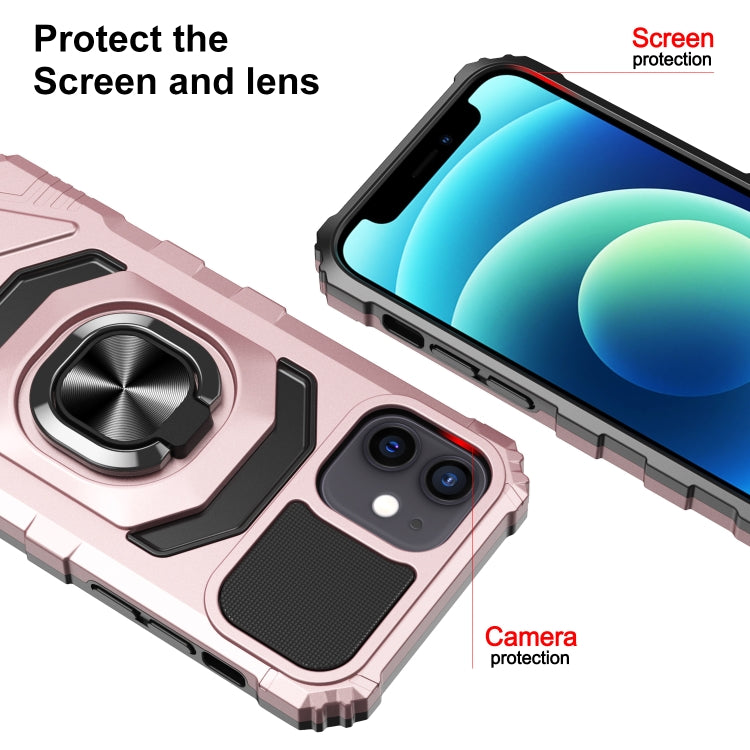 For iPhone 12 / 12 Pro 10pcs Armor Magnetic PC + TPU Shockproof Case with 360 Degree Rotation Ring Holder