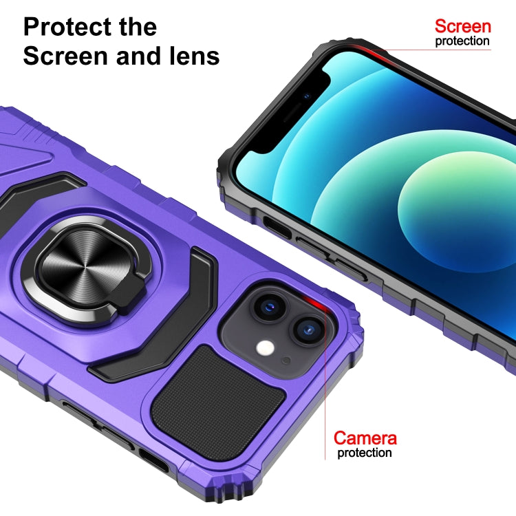 For iPhone 12 / 12 Pro 10pcs Armor Magnetic PC + TPU Shockproof Case with 360 Degree Rotation Ring Holder
