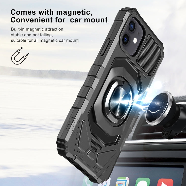 For iPhone 12 / 12 Pro 10pcs Armor Magnetic PC + TPU Shockproof Case with 360 Degree Rotation Ring Holder