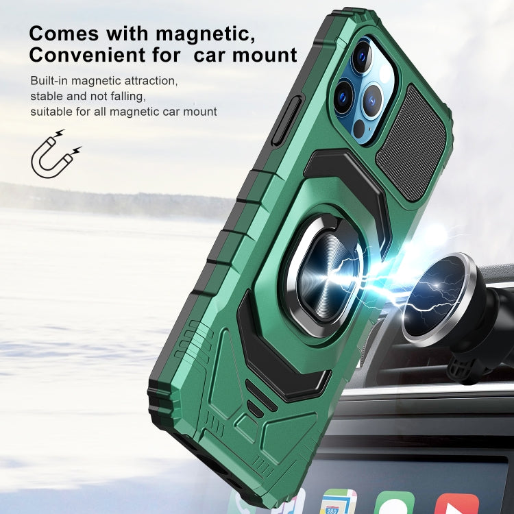 For iPhone 12 Pro Max 10 PCS Armor Magnetic PC + TPU Shockproof Case with 360 Degree Rotation Ring Holder