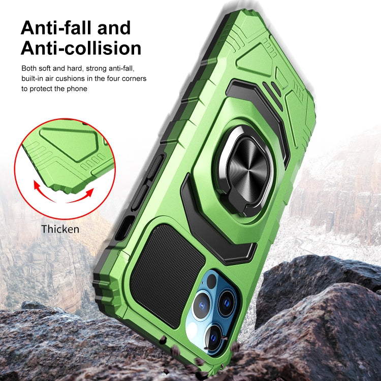 For iPhone 12 Pro Max 10 PCS Armor Magnetic PC + TPU Shockproof Case with 360 Degree Rotation Ring Holder
