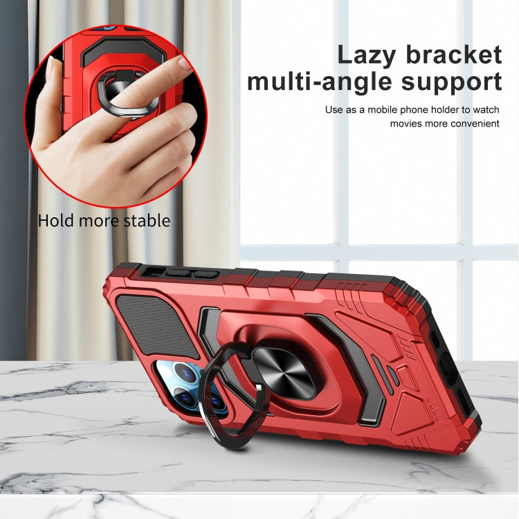For iPhone 12 Pro Max 10 PCS Armor Magnetic PC + TPU Shockproof Case with 360 Degree Rotation Ring Holder