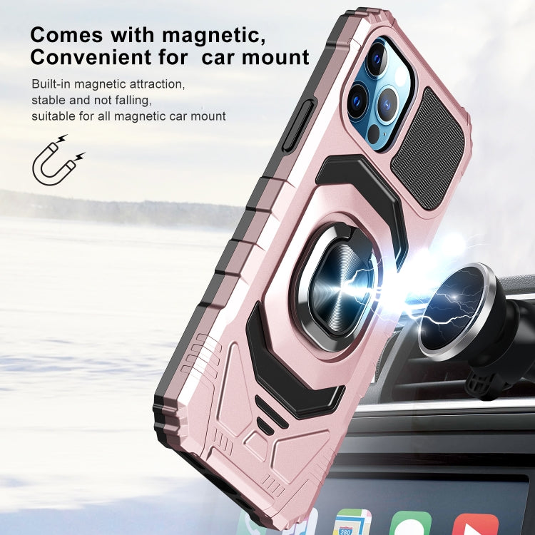 For iPhone 12 Pro Max 10 PCS Armor Magnetic PC + TPU Shockproof Case with 360 Degree Rotation Ring Holder
