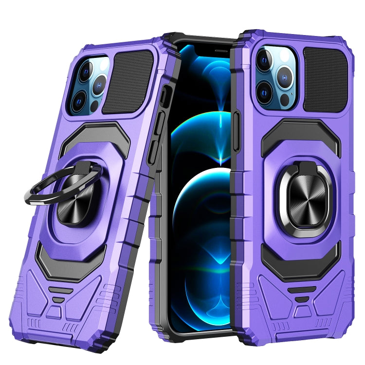For iPhone 12 Pro Max 10 PCS Armor Magnetic PC + TPU Shockproof Case with 360 Degree Rotation Ring Holder