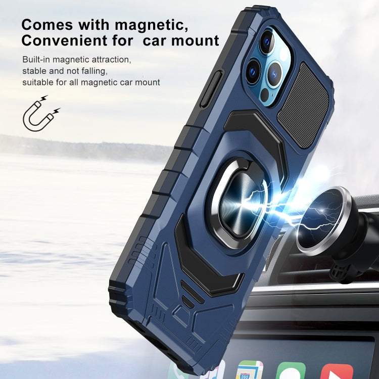 For iPhone 12 Pro Max 10 PCS Armor Magnetic PC + TPU Shockproof Case with 360 Degree Rotation Ring Holder