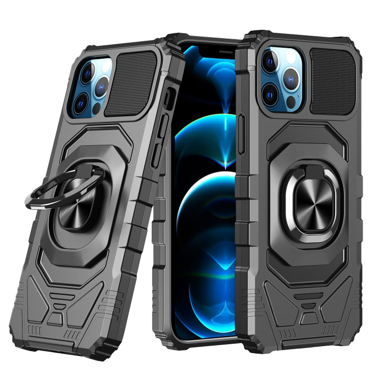 For iPhone 12 Pro Max 10 PCS Armor Magnetic PC + TPU Shockproof Case with 360 Degree Rotation Ring Holder