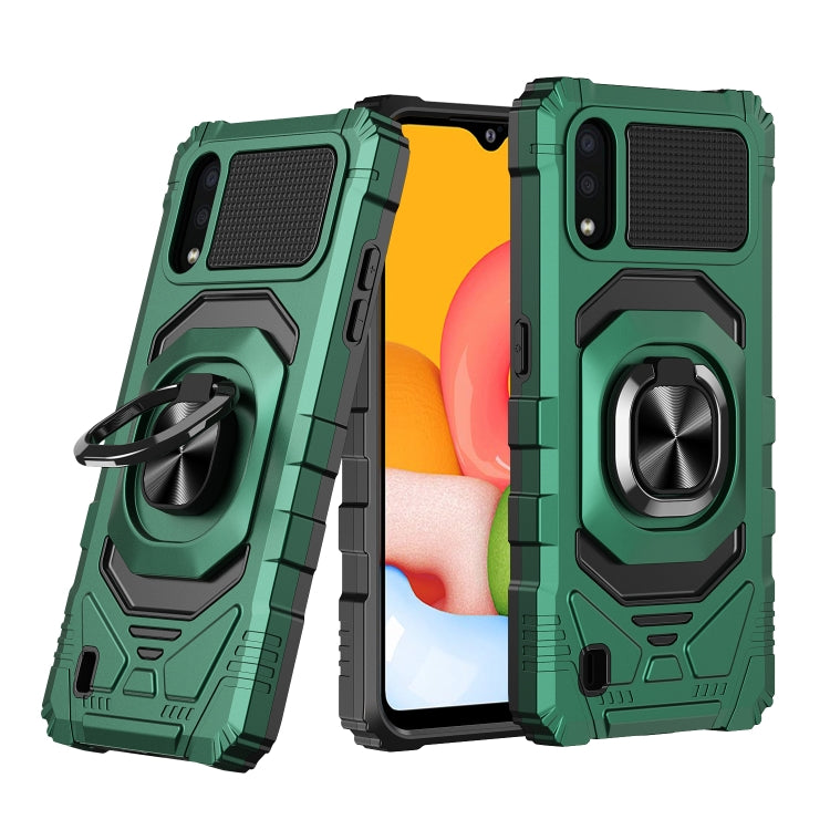 For Samsung Galaxy A01 10 PCS Armor Magnetic PC + TPU Shockproof Case with 360 Degree Rotation Ring Holder