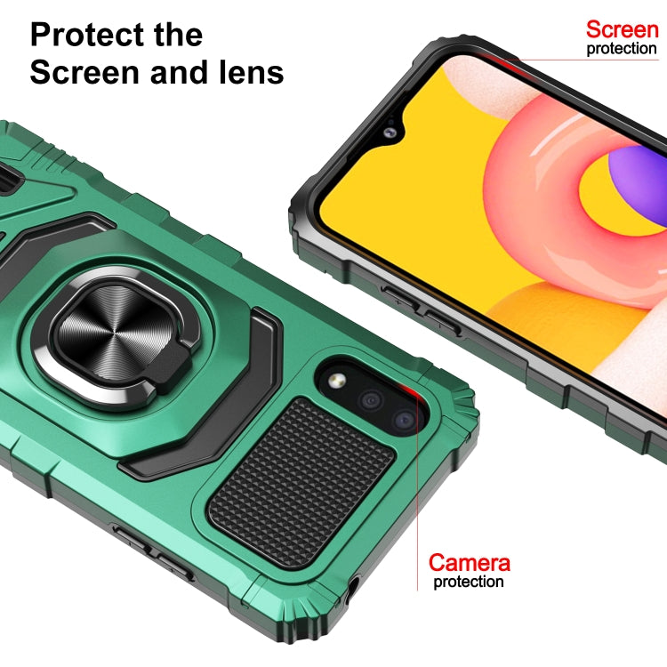 For Samsung Galaxy A01 10 PCS Armor Magnetic PC + TPU Shockproof Case with 360 Degree Rotation Ring Holder