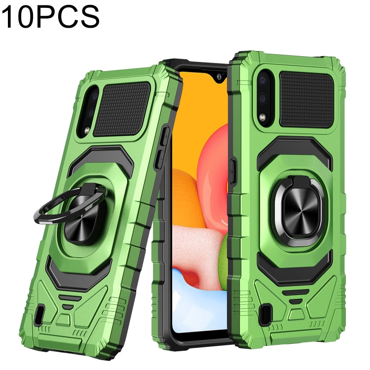 For Samsung Galaxy A01 10 PCS Armor Magnetic PC + TPU Shockproof Case with 360 Degree Rotation Ring Holder