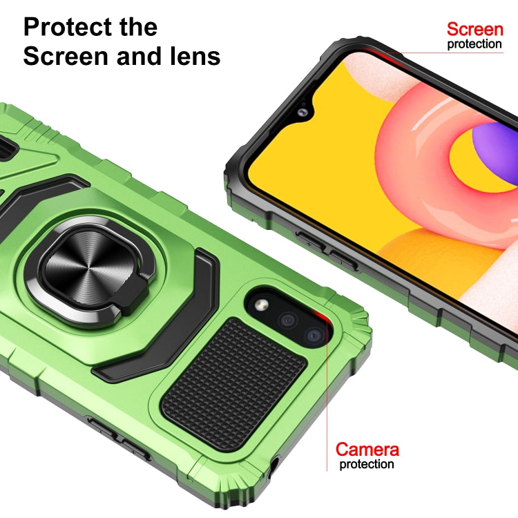 For Samsung Galaxy A01 10 PCS Armor Magnetic PC + TPU Shockproof Case with 360 Degree Rotation Ring Holder