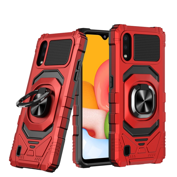 For Samsung Galaxy A01 10 PCS Armor Magnetic PC + TPU Shockproof Case with 360 Degree Rotation Ring Holder