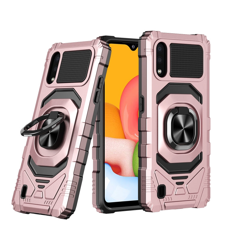 For Samsung Galaxy A01 10 PCS Armor Magnetic PC + TPU Shockproof Case with 360 Degree Rotation Ring Holder