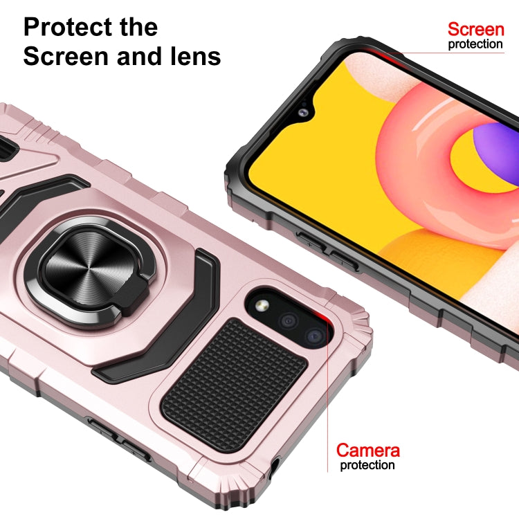For Samsung Galaxy A01 10 PCS Armor Magnetic PC + TPU Shockproof Case with 360 Degree Rotation Ring Holder