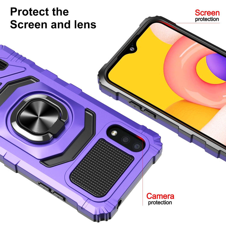 For Samsung Galaxy A01 10 PCS Armor Magnetic PC + TPU Shockproof Case with 360 Degree Rotation Ring Holder