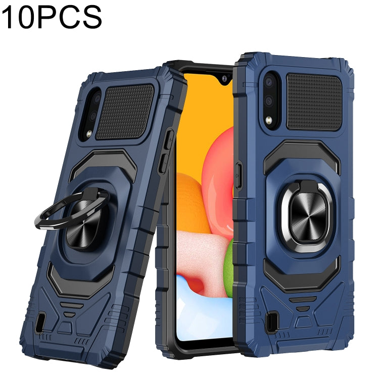 For Samsung Galaxy A01 10 PCS Armor Magnetic PC + TPU Shockproof Case with 360 Degree Rotation Ring Holder