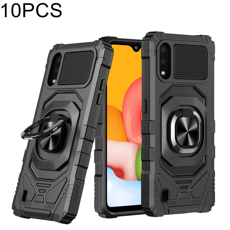 For Samsung Galaxy A01 10 PCS Armor Magnetic PC + TPU Shockproof Case with 360 Degree Rotation Ring Holder
