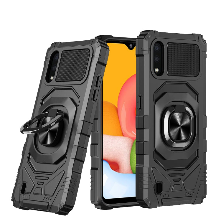 For Samsung Galaxy A01 10 PCS Armor Magnetic PC + TPU Shockproof Case with 360 Degree Rotation Ring Holder