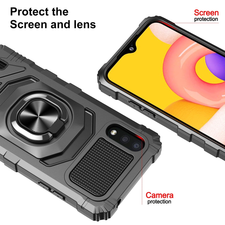For Samsung Galaxy A01 10 PCS Armor Magnetic PC + TPU Shockproof Case with 360 Degree Rotation Ring Holder