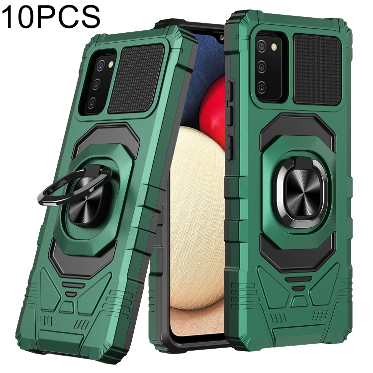 For Samsung Galaxy A02s 10 PCS Armor Magnetic PC + TPU Shockproof Case with 360 Degree Rotation Ring Holder