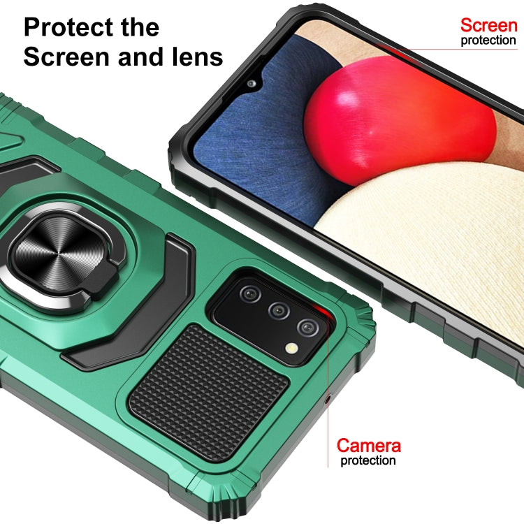 For Samsung Galaxy A02s 10 PCS Armor Magnetic PC + TPU Shockproof Case with 360 Degree Rotation Ring Holder