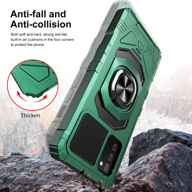 For Samsung Galaxy A02s 10 PCS Armor Magnetic PC + TPU Shockproof Case with 360 Degree Rotation Ring Holder