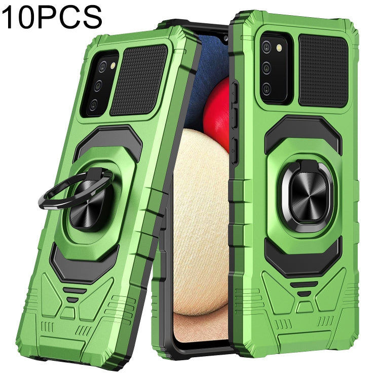 For Samsung Galaxy A02s 10 PCS Armor Magnetic PC + TPU Shockproof Case with 360 Degree Rotation Ring Holder