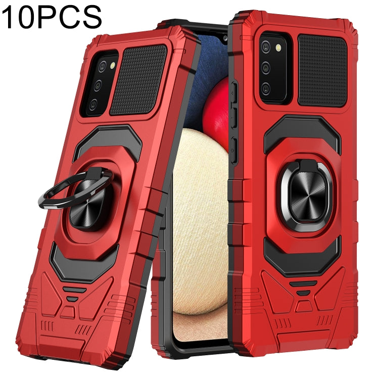 For Samsung Galaxy A02s 10 PCS Armor Magnetic PC + TPU Shockproof Case with 360 Degree Rotation Ring Holder