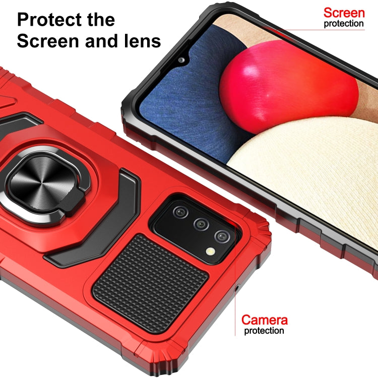 For Samsung Galaxy A02s 10 PCS Armor Magnetic PC + TPU Shockproof Case with 360 Degree Rotation Ring Holder