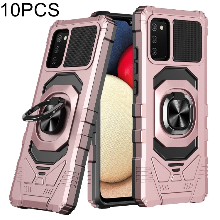 For Samsung Galaxy A02s 10 PCS Armor Magnetic PC + TPU Shockproof Case with 360 Degree Rotation Ring Holder