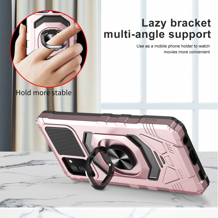 For Samsung Galaxy A02s 10 PCS Armor Magnetic PC + TPU Shockproof Case with 360 Degree Rotation Ring Holder