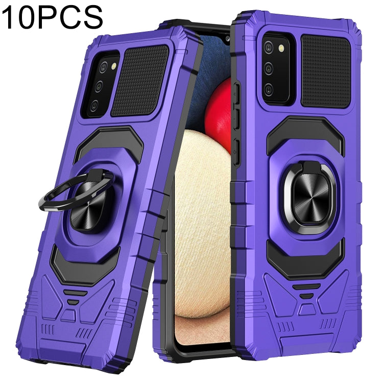 For Samsung Galaxy A02s 10 PCS Armor Magnetic PC + TPU Shockproof Case with 360 Degree Rotation Ring Holder