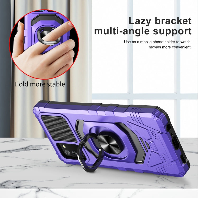 For Samsung Galaxy A02s 10 PCS Armor Magnetic PC + TPU Shockproof Case with 360 Degree Rotation Ring Holder