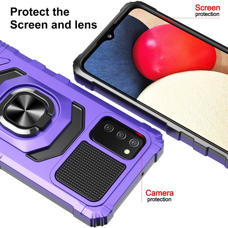 For Samsung Galaxy A02s 10 PCS Armor Magnetic PC + TPU Shockproof Case with 360 Degree Rotation Ring Holder