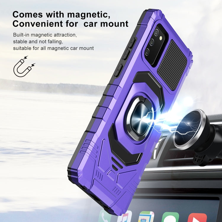 For Samsung Galaxy A02s 10 PCS Armor Magnetic PC + TPU Shockproof Case with 360 Degree Rotation Ring Holder