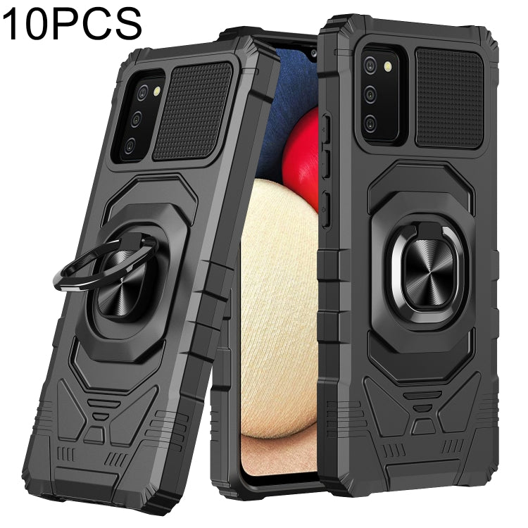 For Samsung Galaxy A02s 10 PCS Armor Magnetic PC + TPU Shockproof Case with 360 Degree Rotation Ring Holder