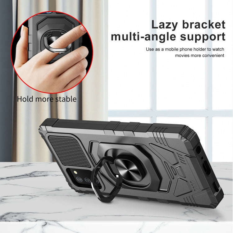 For Samsung Galaxy A02s 10 PCS Armor Magnetic PC + TPU Shockproof Case with 360 Degree Rotation Ring Holder