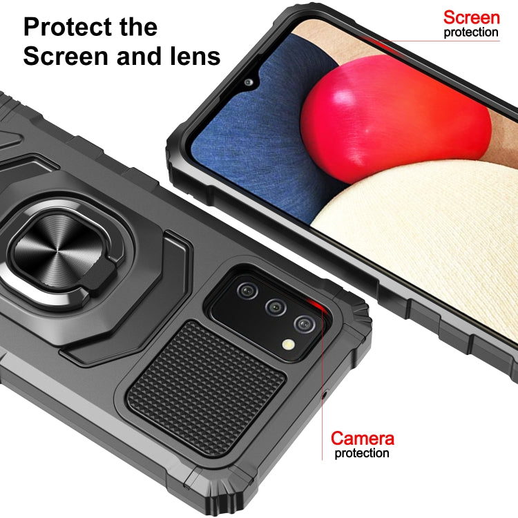 For Samsung Galaxy A02s 10 PCS Armor Magnetic PC + TPU Shockproof Case with 360 Degree Rotation Ring Holder