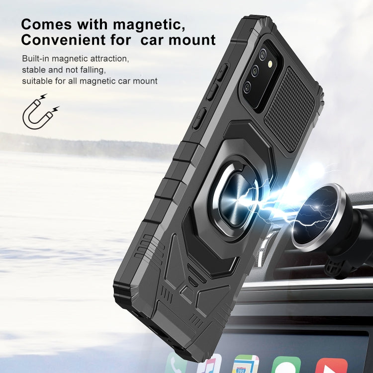 For Samsung Galaxy A02s 10 PCS Armor Magnetic PC + TPU Shockproof Case with 360 Degree Rotation Ring Holder