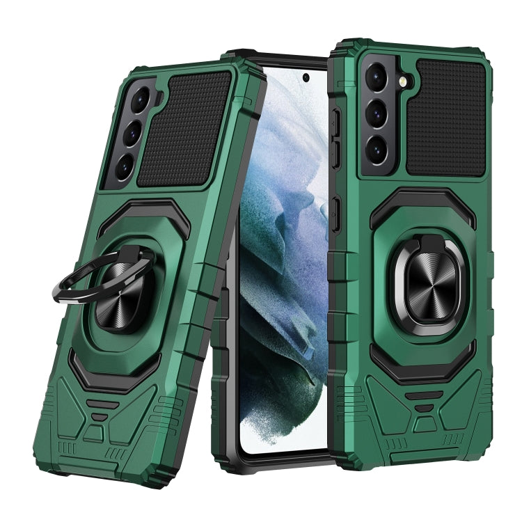 For Samsung Galaxy S21 5G 10 PCS Armor Magnetic PC + TPU Shockproof Case with 360 Degree Rotation Ring Holder