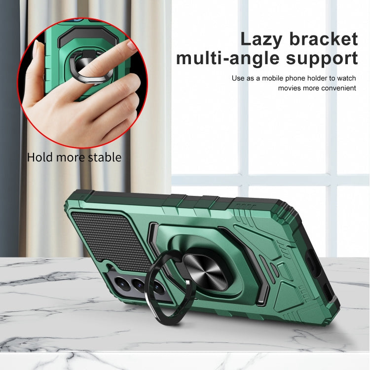 For Samsung Galaxy S21 5G 10 PCS Armor Magnetic PC + TPU Shockproof Case with 360 Degree Rotation Ring Holder