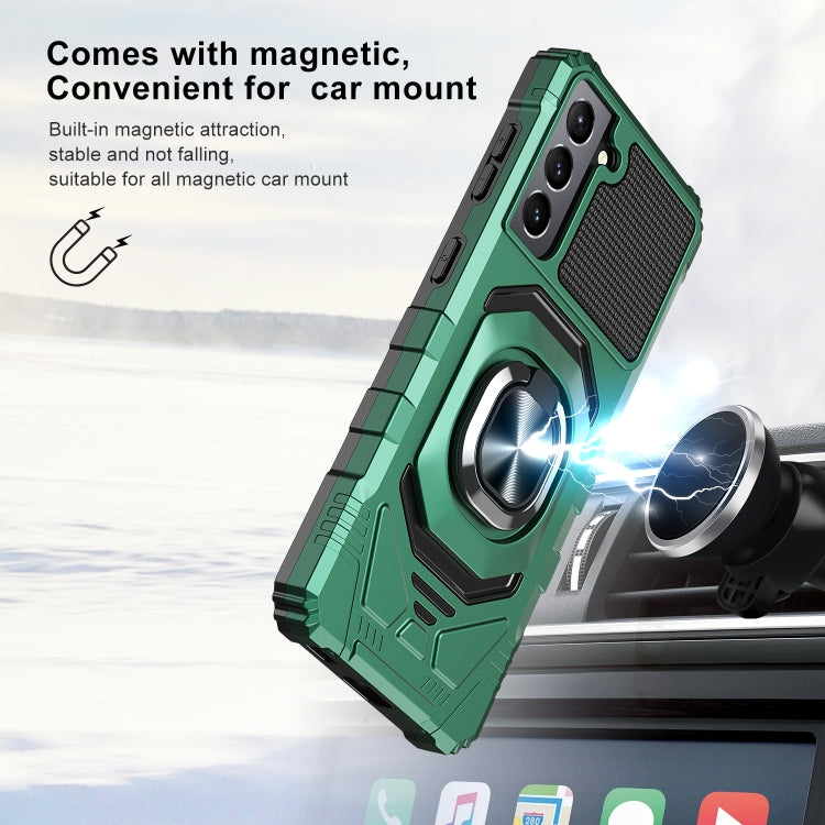For Samsung Galaxy S21 5G 10 PCS Armor Magnetic PC + TPU Shockproof Case with 360 Degree Rotation Ring Holder