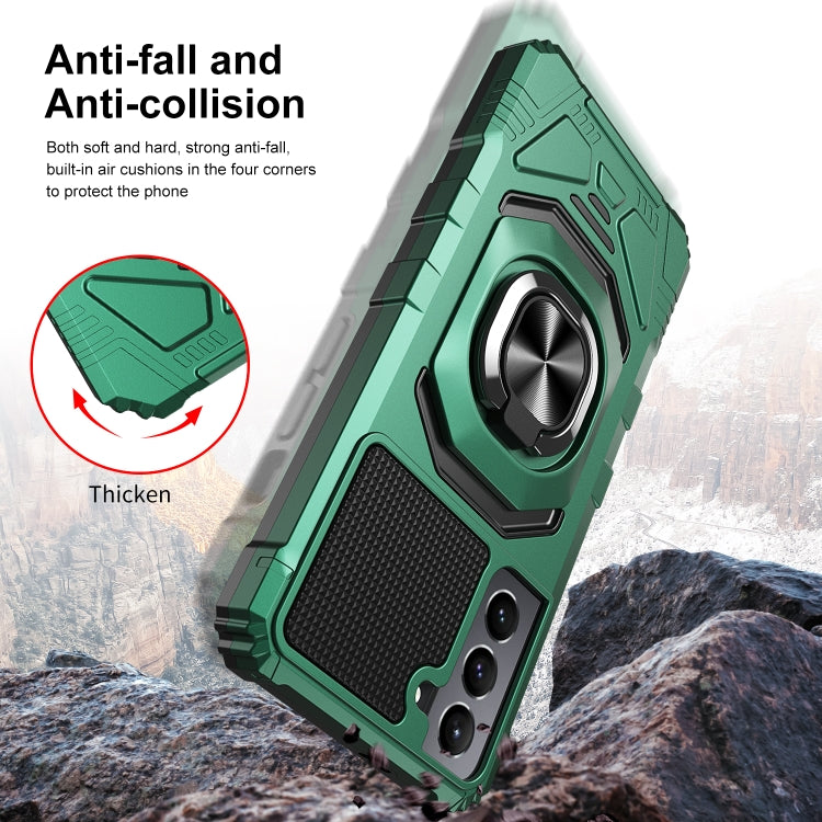 For Samsung Galaxy S21 5G 10 PCS Armor Magnetic PC + TPU Shockproof Case with 360 Degree Rotation Ring Holder