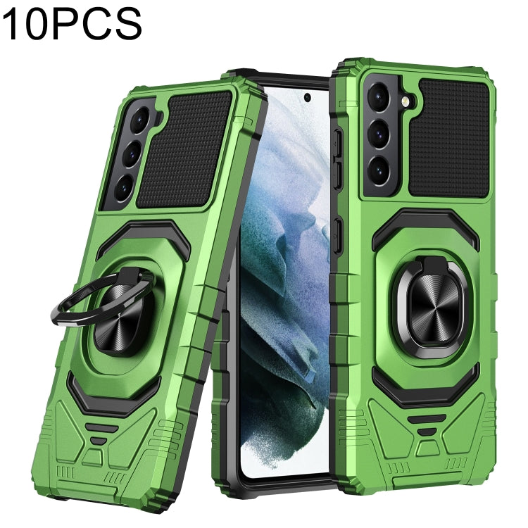 For Samsung Galaxy S21 5G 10 PCS Armor Magnetic PC + TPU Shockproof Case with 360 Degree Rotation Ring Holder