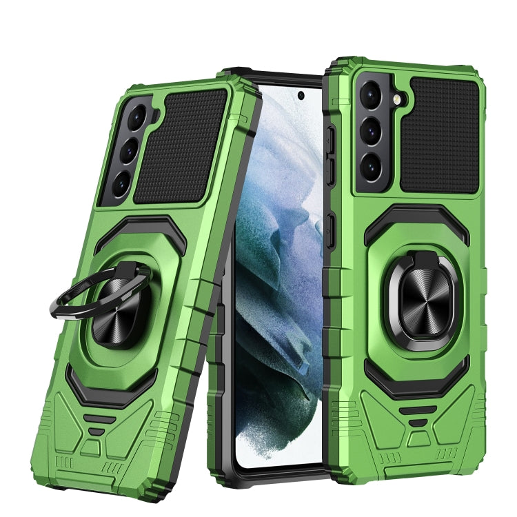 For Samsung Galaxy S21 5G 10 PCS Armor Magnetic PC + TPU Shockproof Case with 360 Degree Rotation Ring Holder