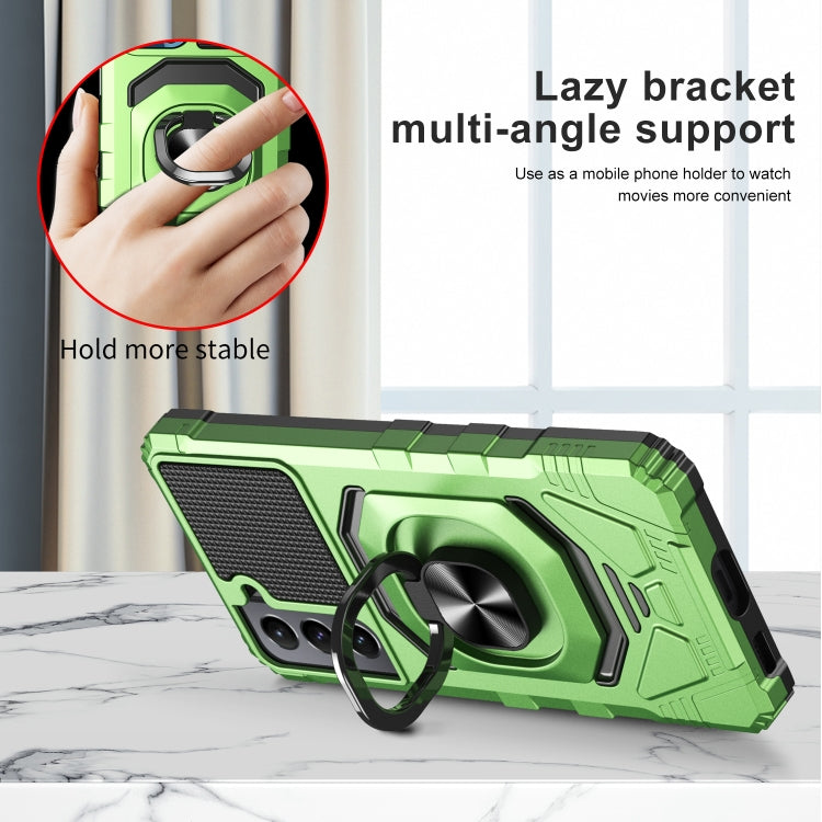 For Samsung Galaxy S21 5G 10 PCS Armor Magnetic PC + TPU Shockproof Case with 360 Degree Rotation Ring Holder