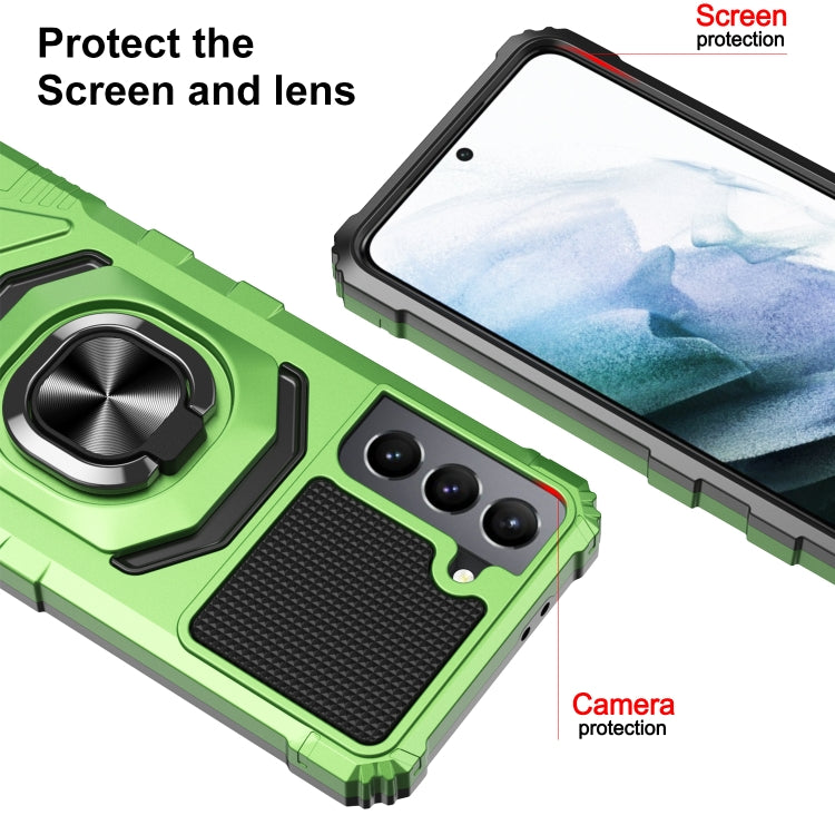 For Samsung Galaxy S21 5G 10 PCS Armor Magnetic PC + TPU Shockproof Case with 360 Degree Rotation Ring Holder