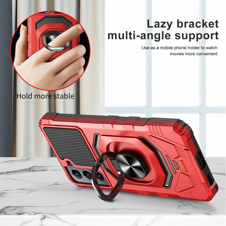 For Samsung Galaxy S21 5G 10 PCS Armor Magnetic PC + TPU Shockproof Case with 360 Degree Rotation Ring Holder