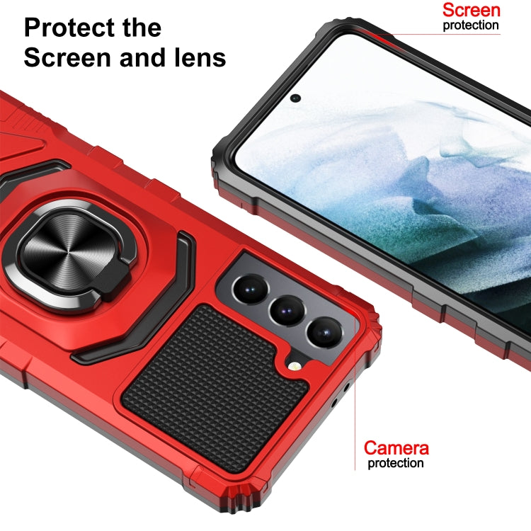 For Samsung Galaxy S21 5G 10 PCS Armor Magnetic PC + TPU Shockproof Case with 360 Degree Rotation Ring Holder