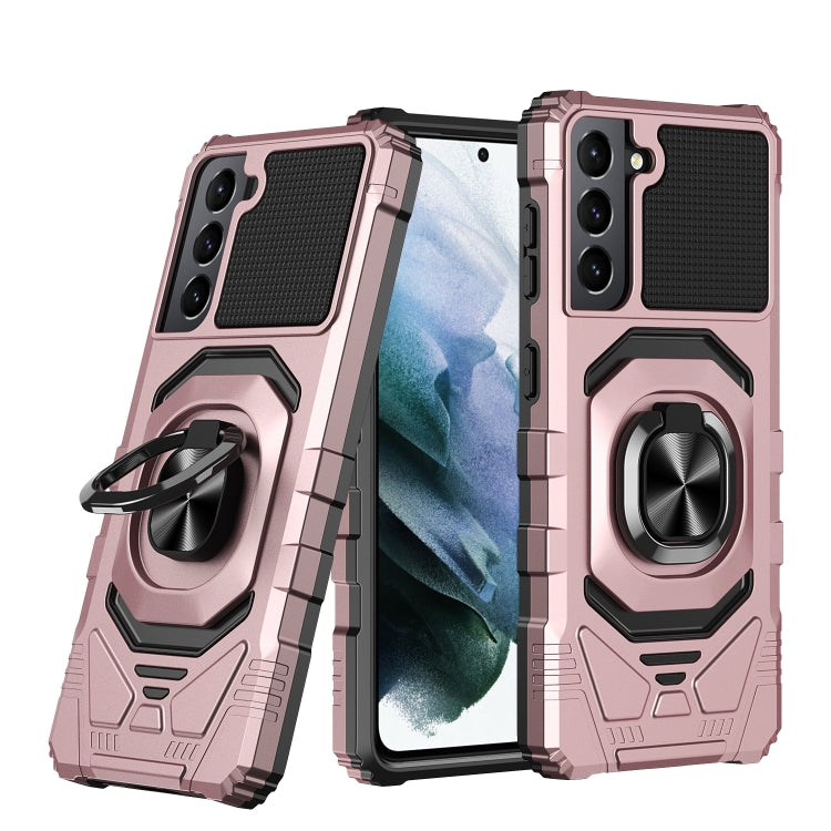 For Samsung Galaxy S21 5G 10 PCS Armor Magnetic PC + TPU Shockproof Case with 360 Degree Rotation Ring Holder